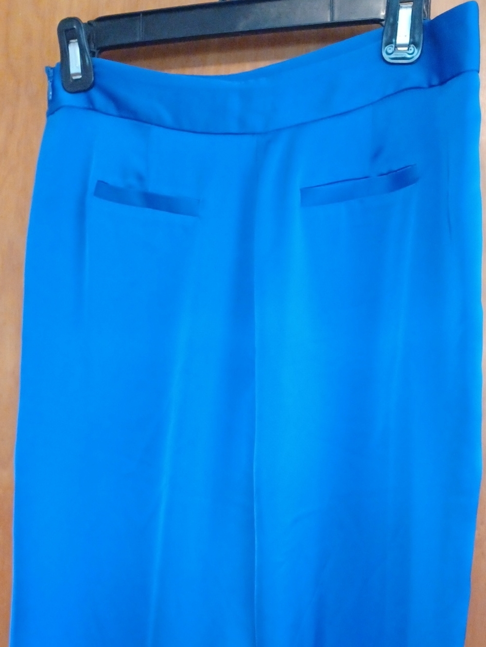 Ramy Brook Satin Iris Pant Blue Strop. Size 6. NWT! Pleated With Side Zipper. - Picture 4 of 10